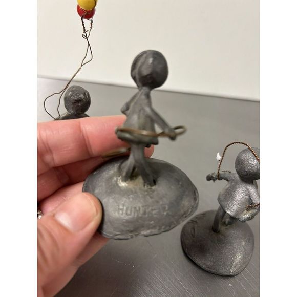Hunter Art Vintage Pewter People Figurinessigned Hunter Set Of 4